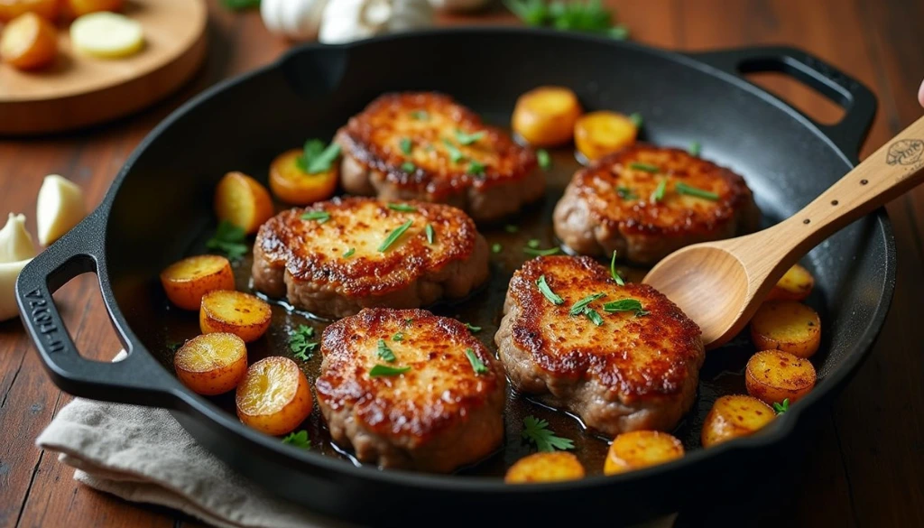 garlic butter steak bites and potatoes