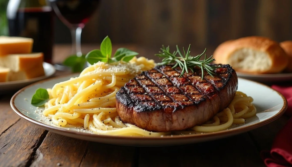 steak and pasta dishes