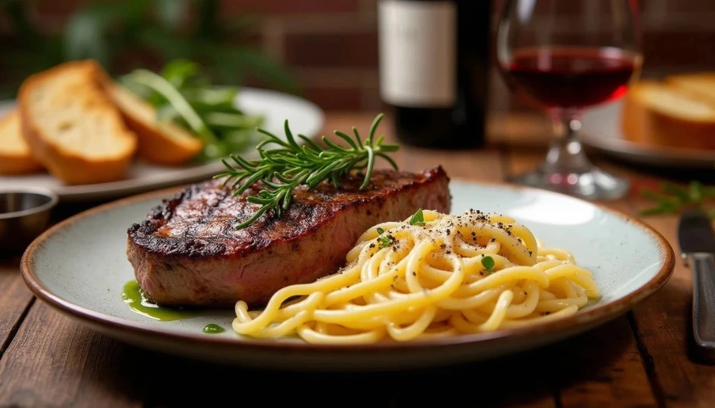 steak and pasta dishes