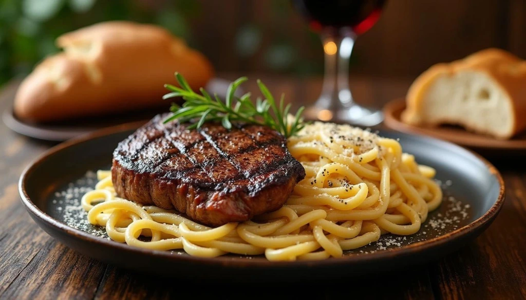 steak and pasta dishes