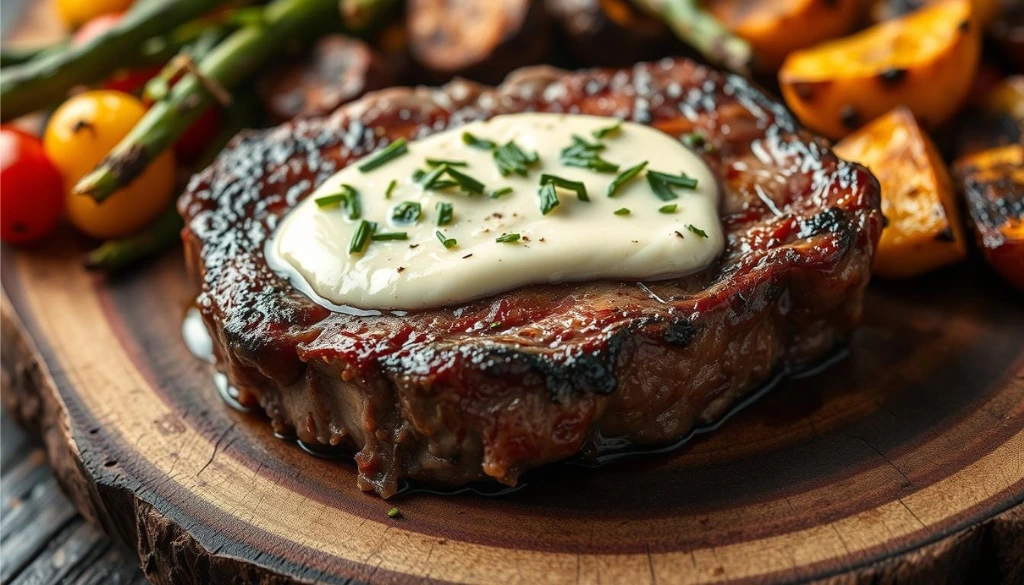 steak with aioli sauce