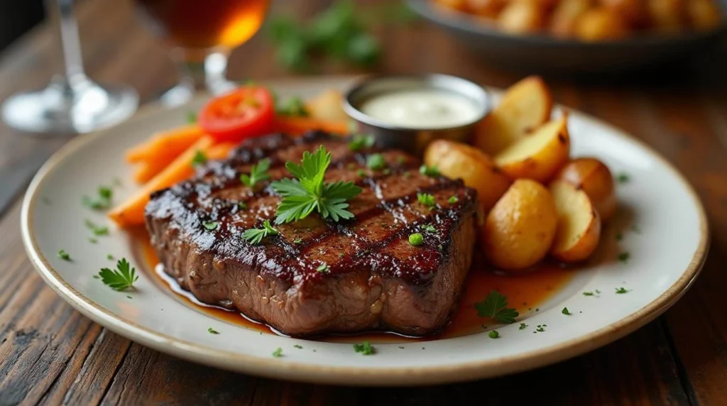 perfect steak and potatoes meal featuring tender