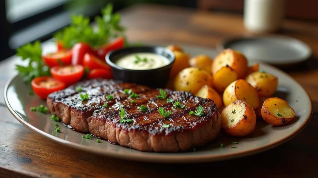 perfect steak and potatoes meal featuring tender