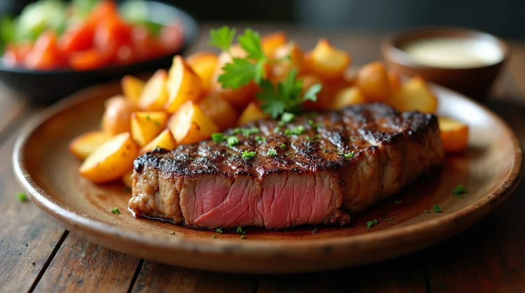 perfect steak and potatoes meal featuring tender