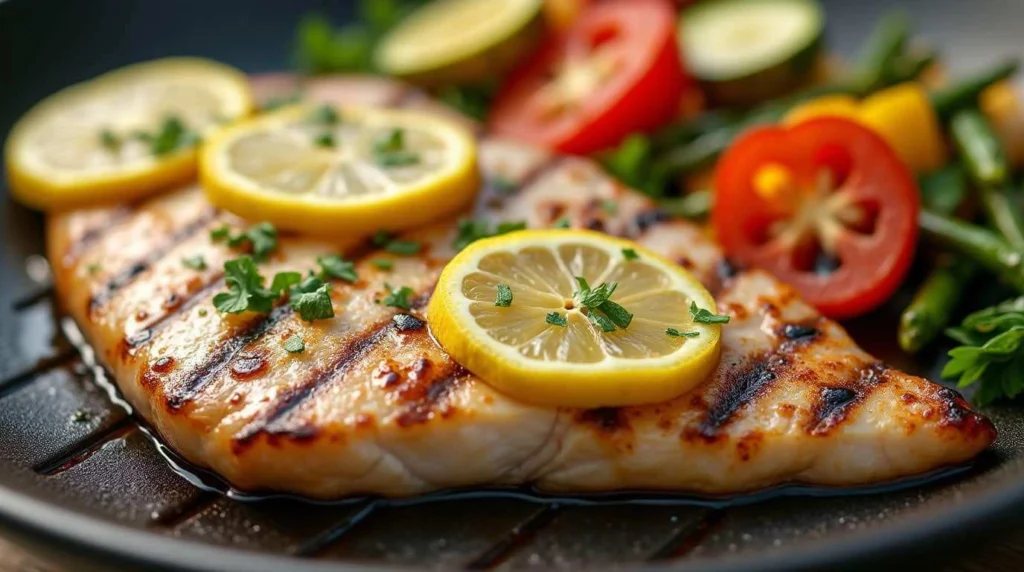 Mahi Mahi on the Grill  fillets with a golden, crispy crust on the grill.