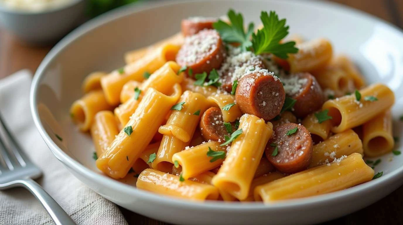 creamy sausage rigatoni