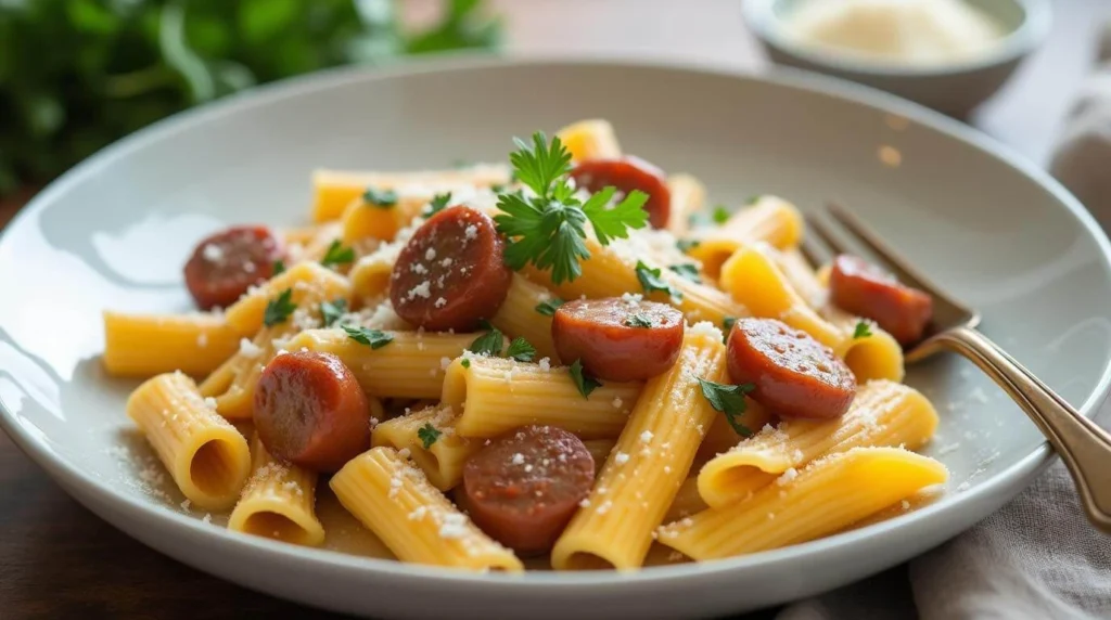 creamy sausage rigatoni