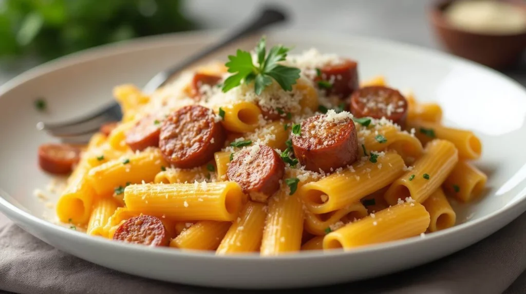 creamy sausage rigatoni