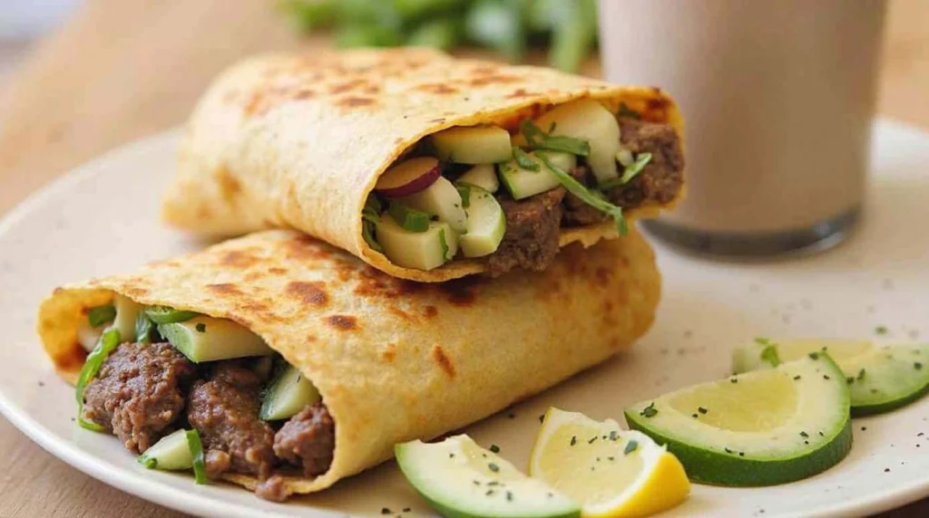 Delicious steak burrito recipe with juicy steak, fresh vegetables, and melted cheese wrapped in a soft tortilla