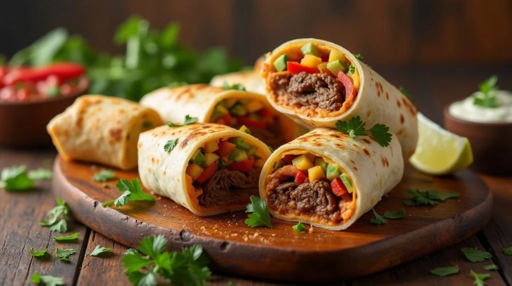 Delicious steak burrito recipe with juicy steak, fresh vegetables, and melted cheese wrapped in a soft tortilla